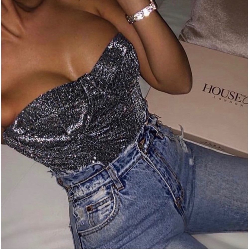 House of CB ‘Donatella’ Sparkle Glitter Corset NWOT